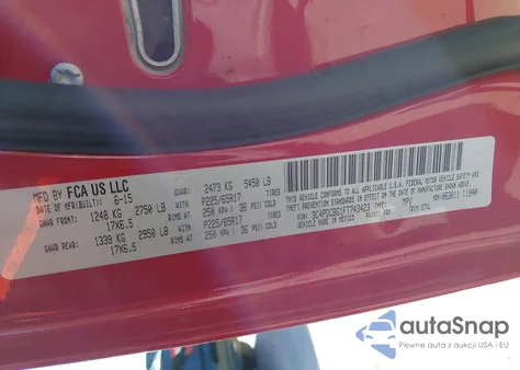 2015 Dodge Journey Sxt из США, поврежденный, VIN 3C4PDCBG1FT743423